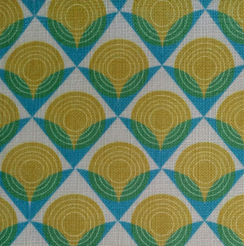 Flora 002 Shown here printed onto a textured linen, this design is a geometric floral. Available in other colours. Fabric width 140cm
