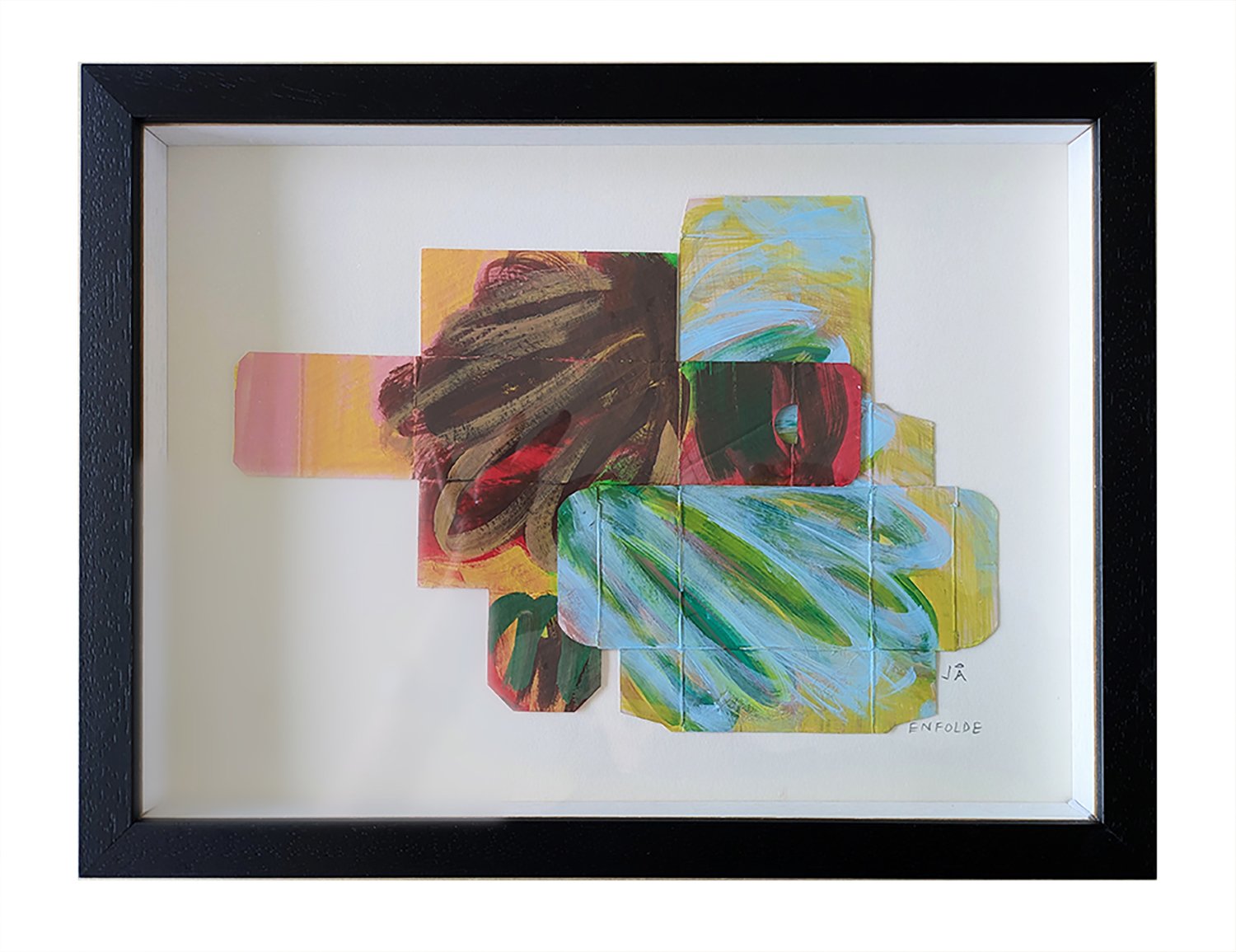 ENFOLDE  Collage & Acrylic Framed with glass 29 x 38cm by Jo Angell