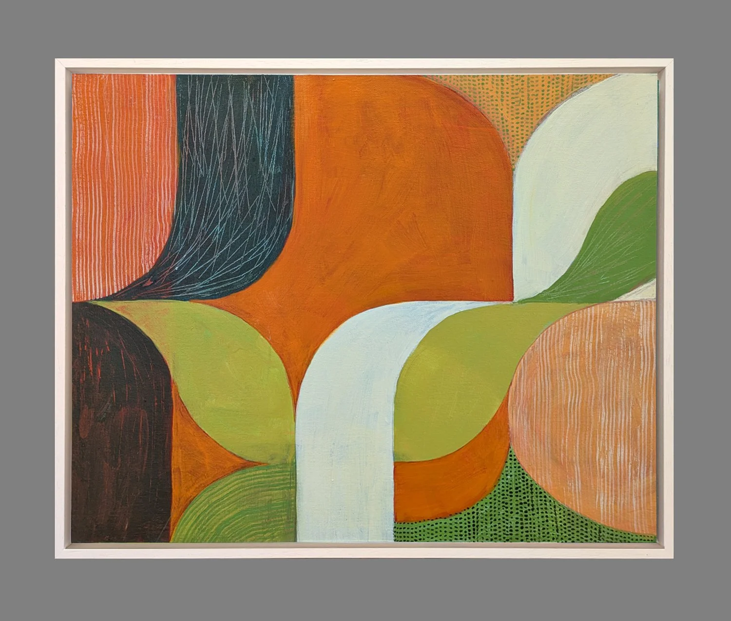 IN DEEP ORANGE  43 x 53cm  Acrylic by Jo Angell