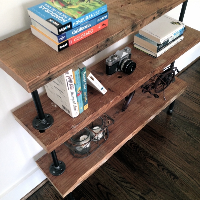 Reclaimed Wood Pipe Shelving Unit, Reclaimed Wood And Pipe Shelving