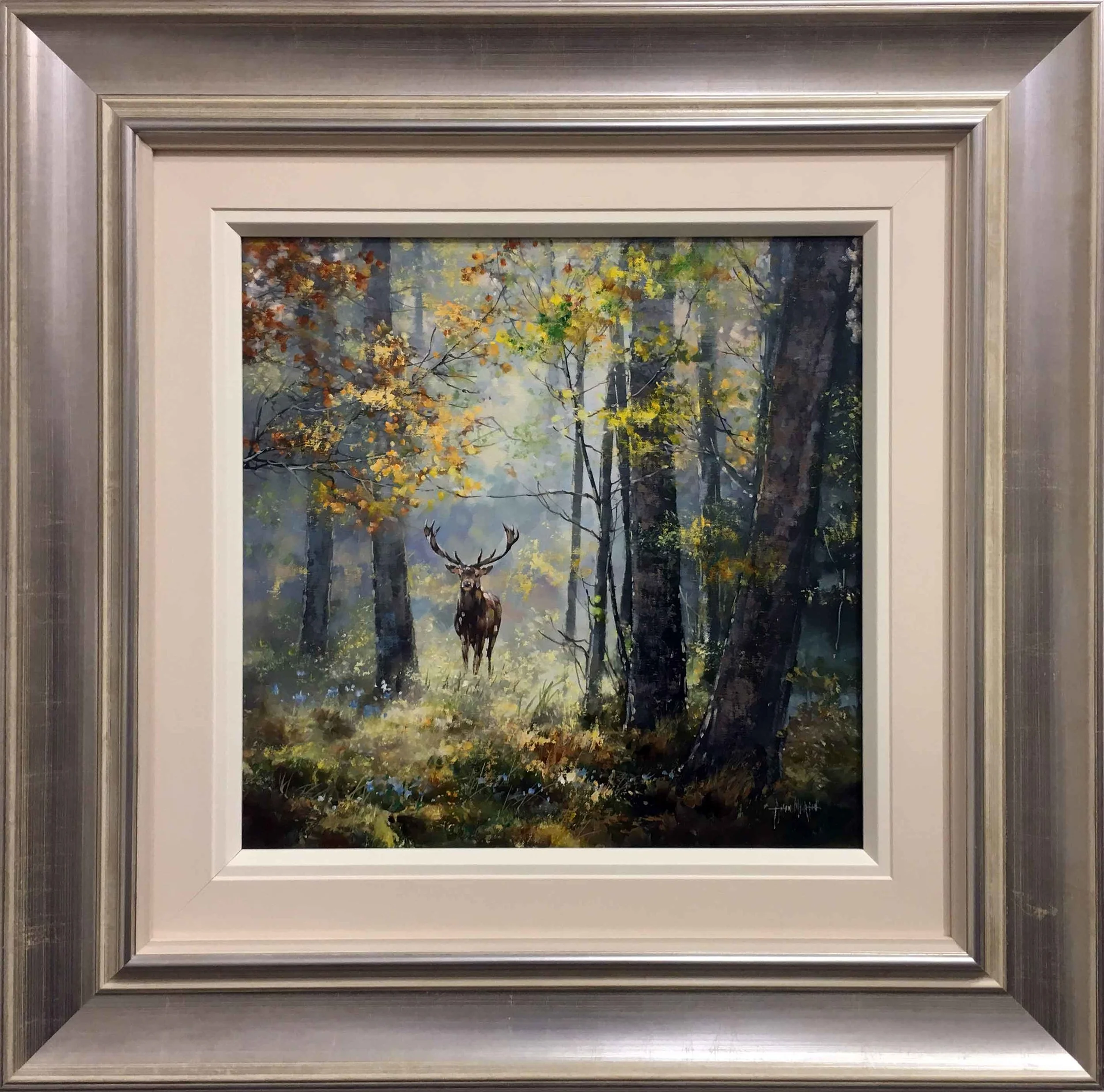 morgan deer stag trees woods original painting abingdon gallery