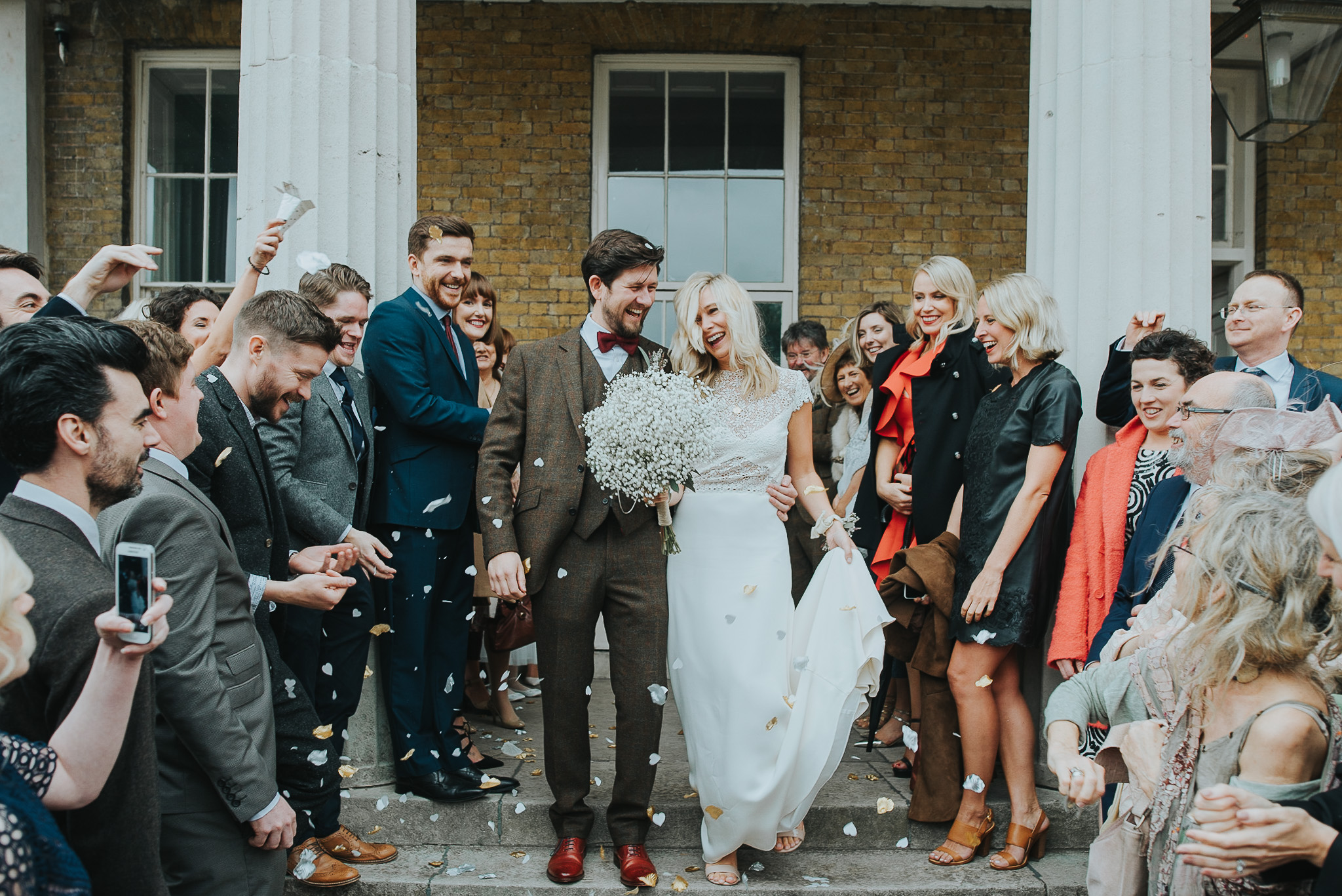 Wedding confetti shot outside Clissold House London