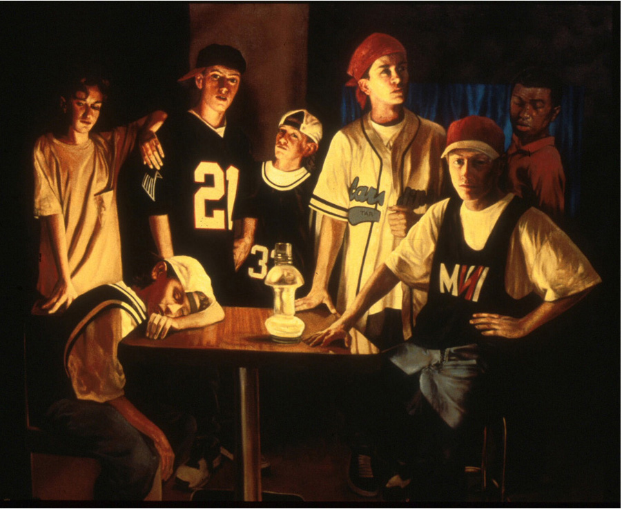 Hip Hop Boys, oil on canvas, 54 x 66 in.