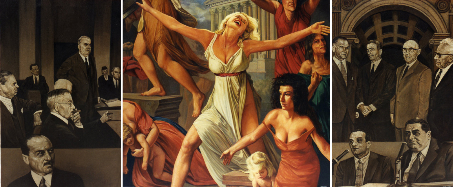 Rape of the Sabine Women, triptych, oil on canvas, 108 x 68 in.