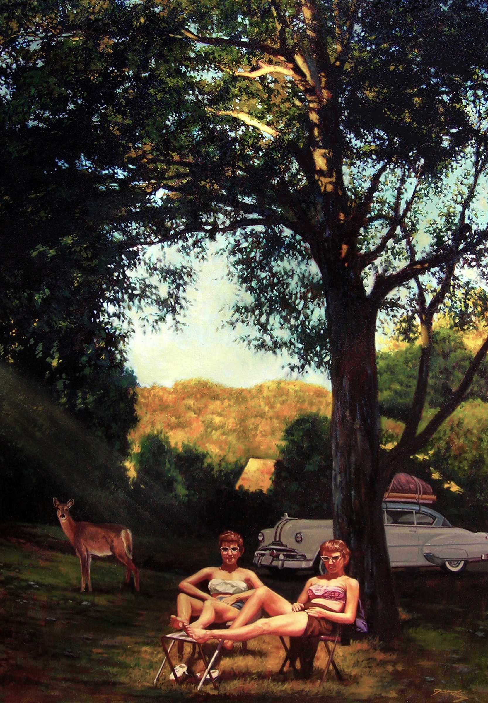 Campsite, 1958, oil on canvas, 36 x 24 in.