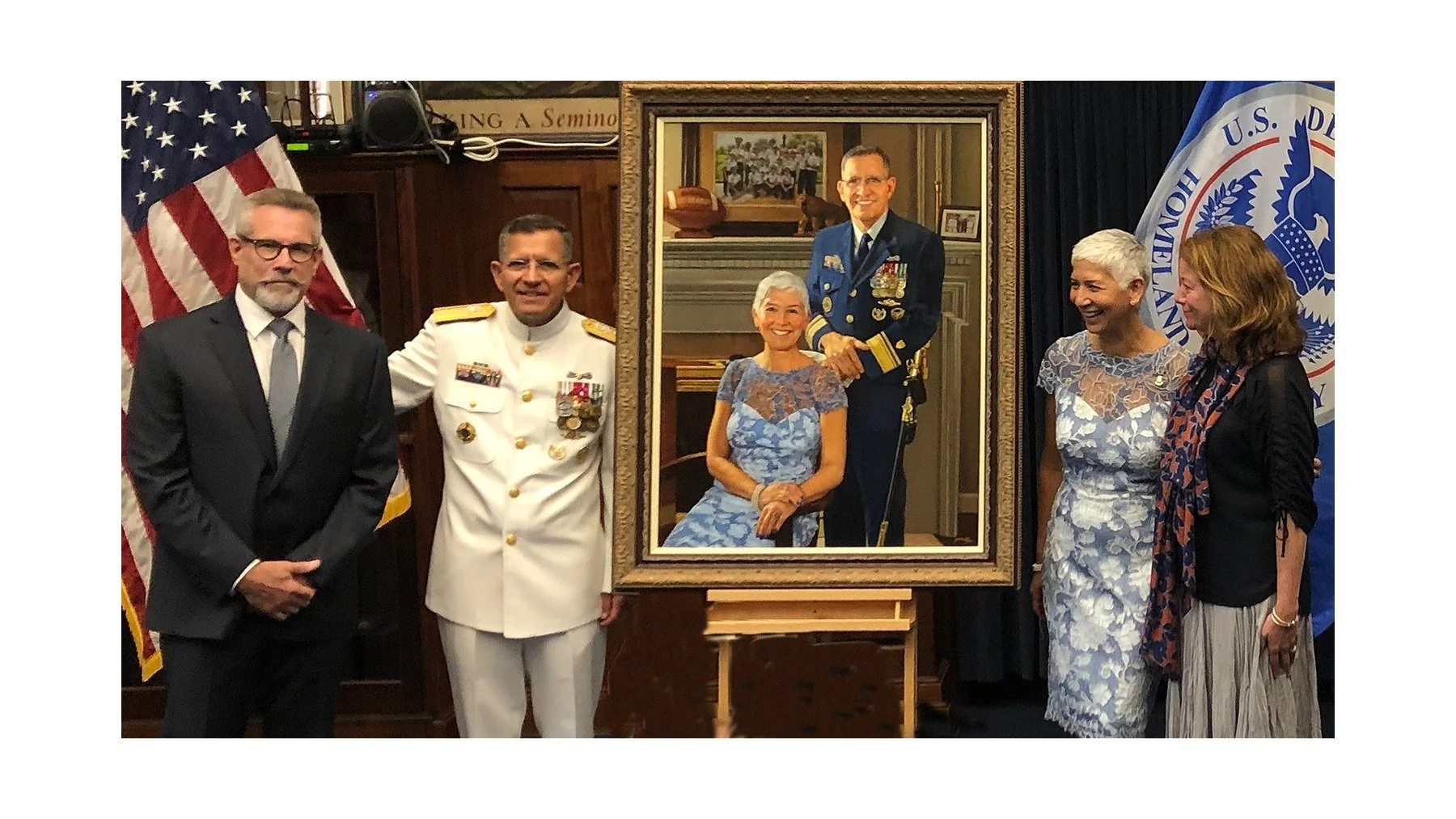Unveiling the official portrait of Rear Admiral James E. Rendon and his wife Fela. I was honored to be commissioned by the United States Coast Guard Academy to paint the portrait several years ago. It hangs in the Hall of Admirals at the Academy's Ha