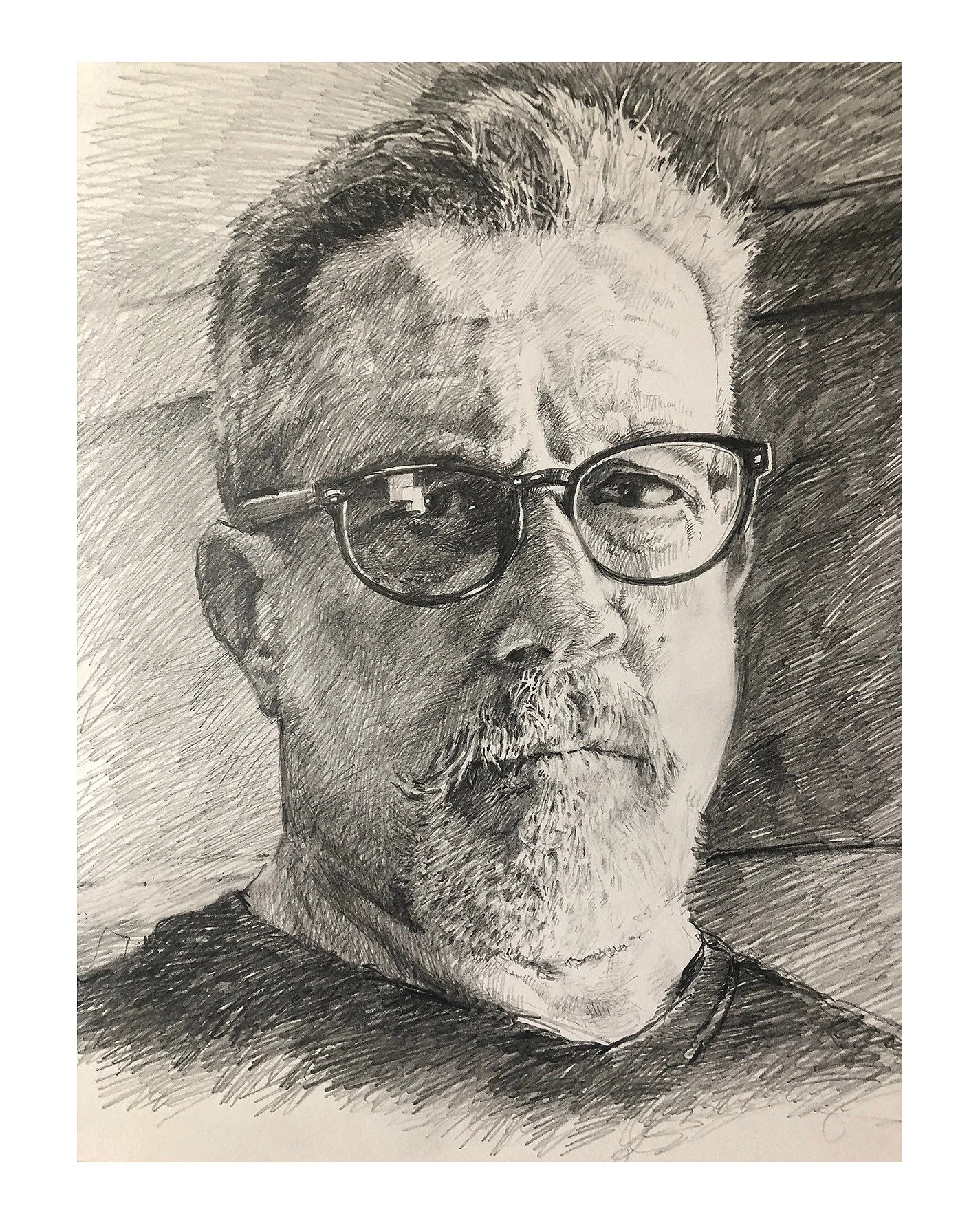 Graphite self portrait from 2 years ago. Nice to strip it down to pencil and paper..