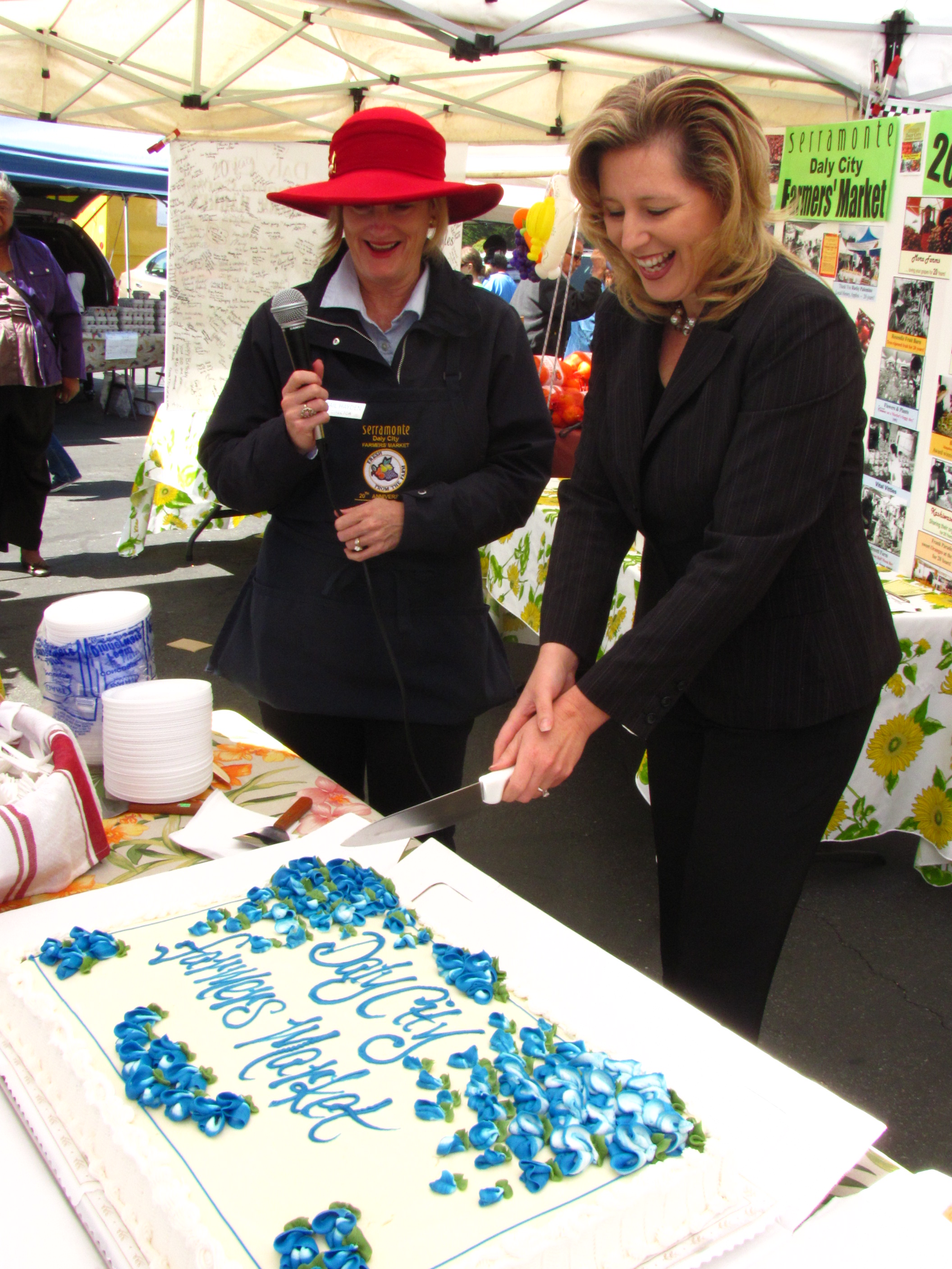 Daly City 20th Anniversary 2011 Cake cutting with Jennifer Duarte and Gail Hayden.JPG