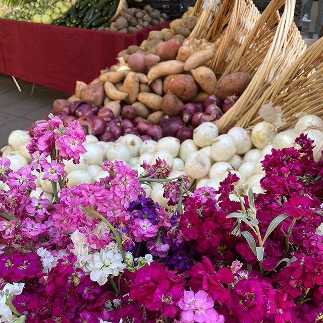 The market is open every Wednesday from 4-8 pm in beautiful downtown Santana Row 💐 Stop by for an outing and a safe way to shop for your groceries! Today the market is filled with delicious, nutrient dense fruits and vegetables. 
#bayareafoodie #far