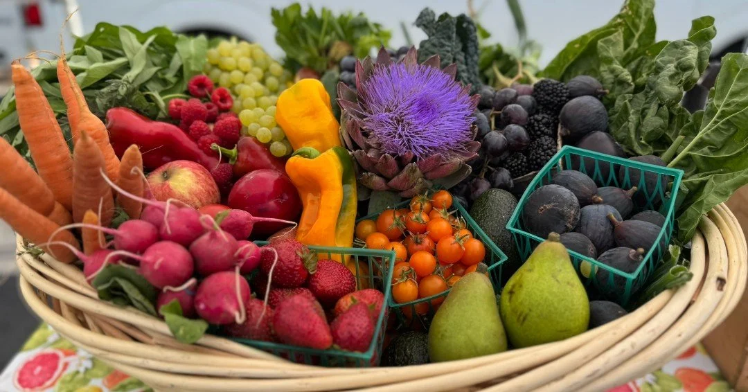 We love this time of year! When summer harvest and the beginning of fall harvest begins! We are still enjoying heirloom tomatoes (until first frost or rain), melons, berries, stone fruit (nearing the end of the season), figs, cucumbers, grapes, app