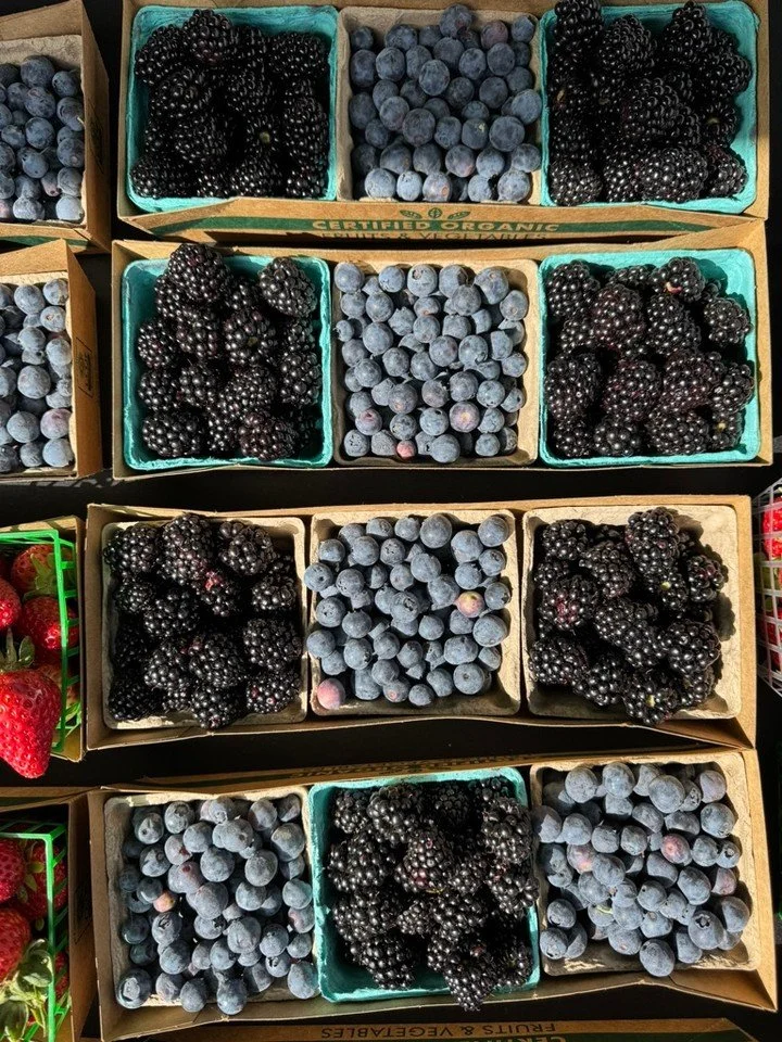 Things at market are "berry" sweet!  Strawberries, blueberries, blackberries are showing up in abundance!  Enjoy seasonal produce  and more,Thursdays and Saturdays from 9am-1pm