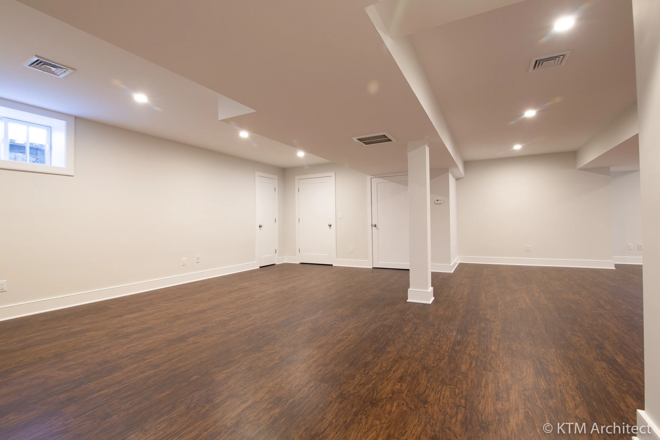 The large basement has its own bath and offers room for games and fun.