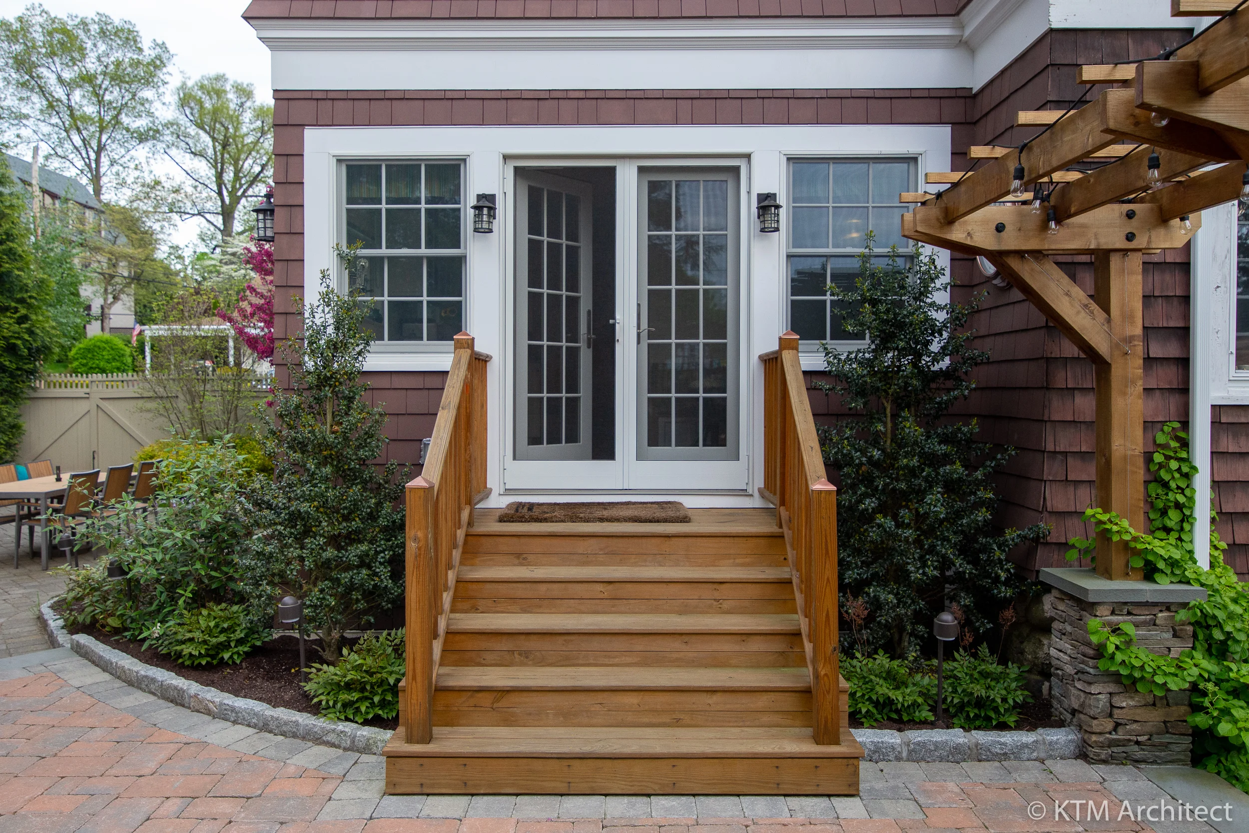 Access to the inner courtyard from the home is through these french doors in the kitchen.