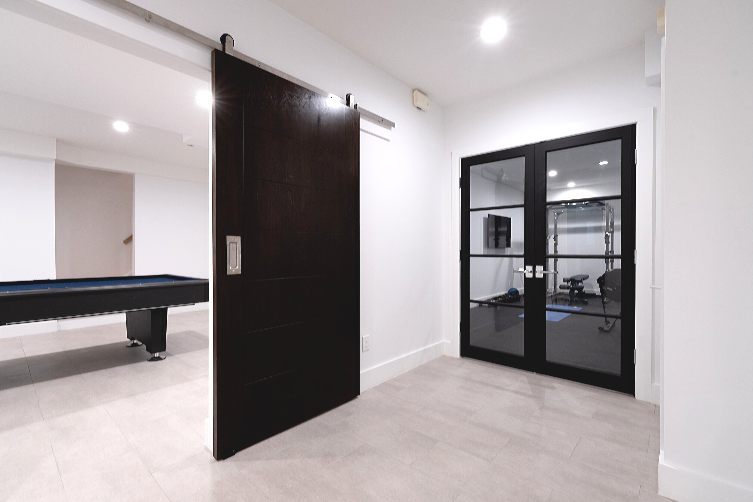Modern Basement Features Many Activity Areas