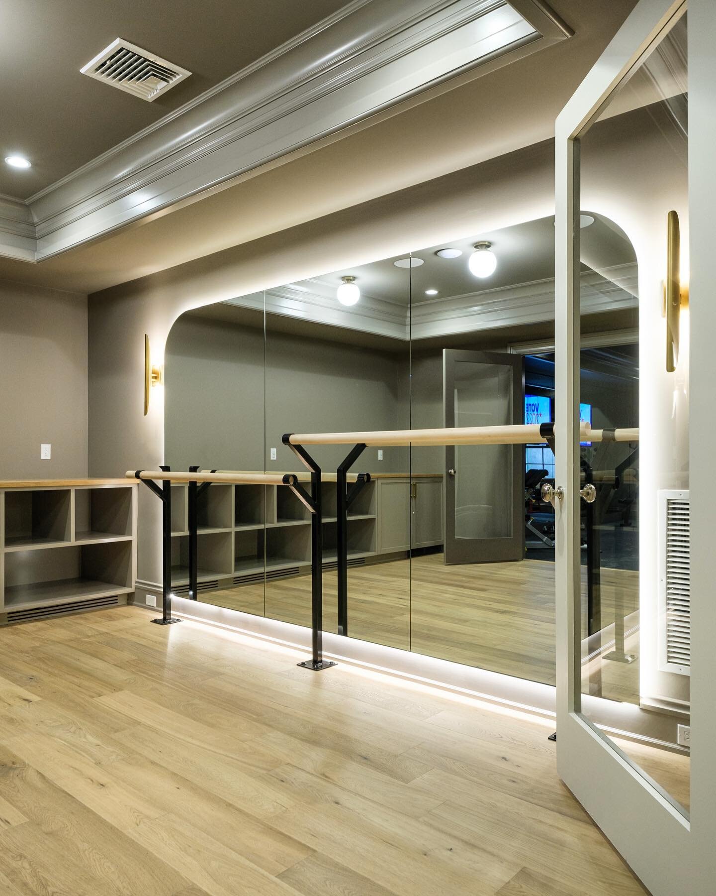 These homeowners carved out a beautiful multipurpose ballet and yoga studio into the basement of their home. Construction by @mjscontractingcorp photo: @Madden studio #weekendworkout #weekendvibes #ballet #luxurylifestyle #homegym #getmoving