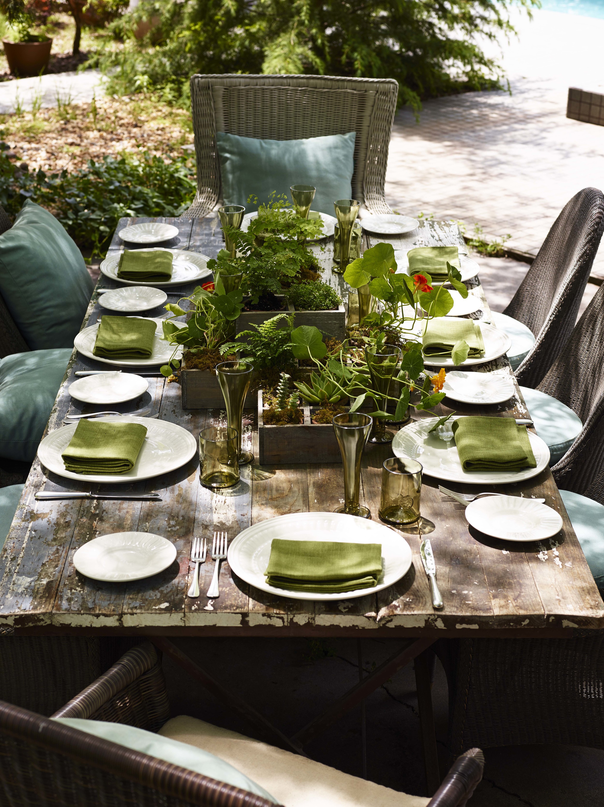 Outside Dinning table with place settings