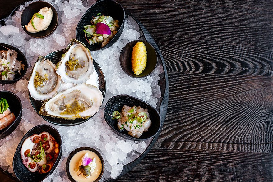 Oysters on a tray of ice