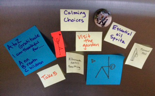 Calming choice post-it's to pick from in stressful situations.