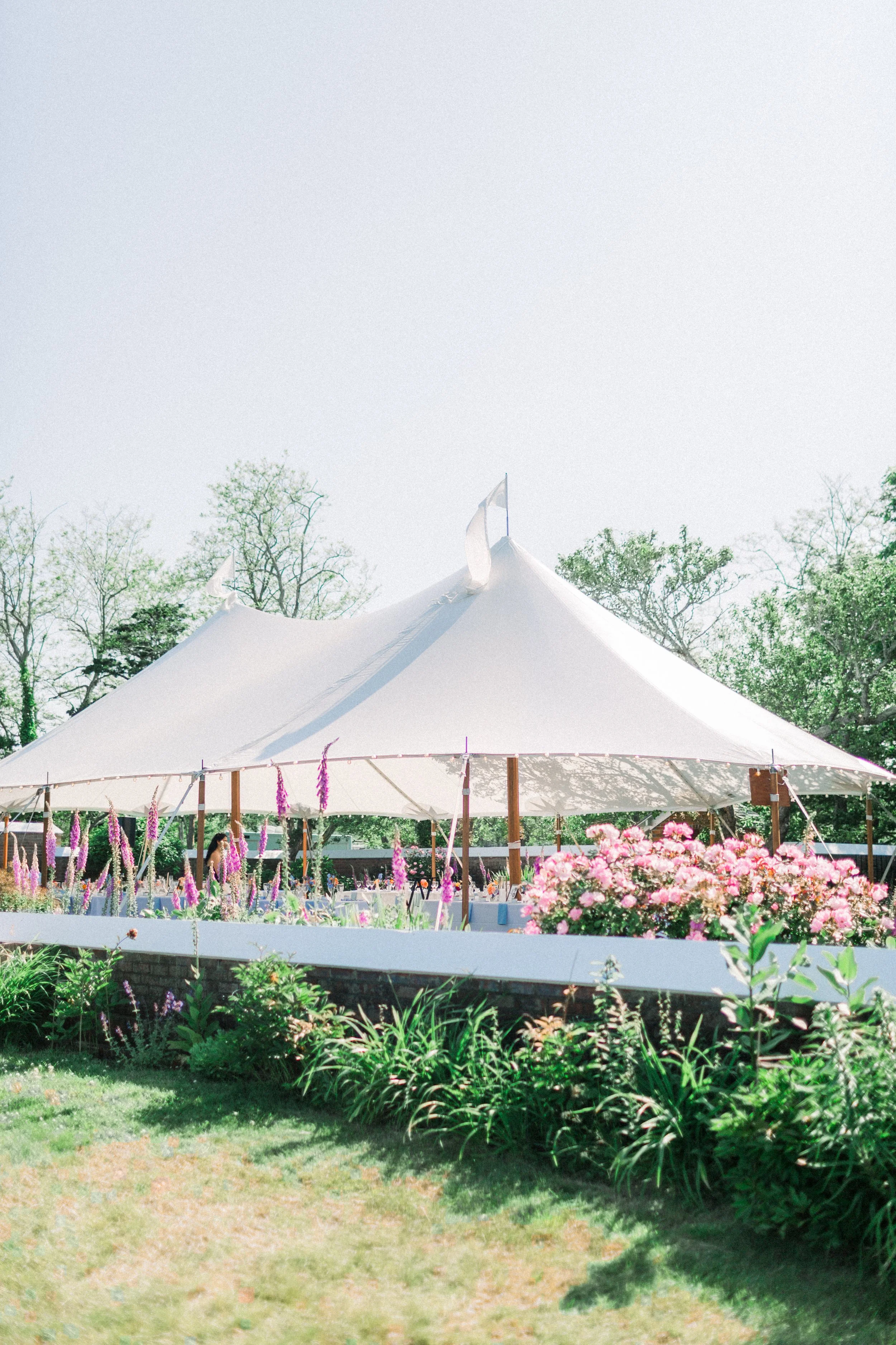 June wedding, sailcloth tent