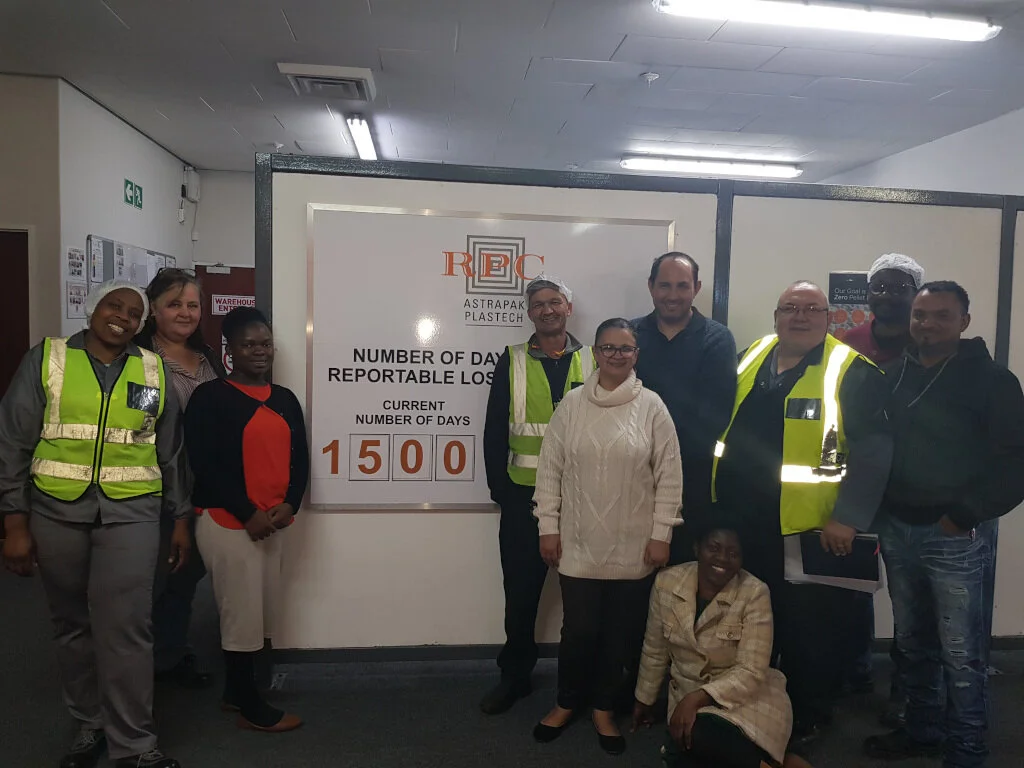 The team at Berry Astrapak’s Plastech plant in Wilsonia, East London, celebrate 1500 injury-free days.