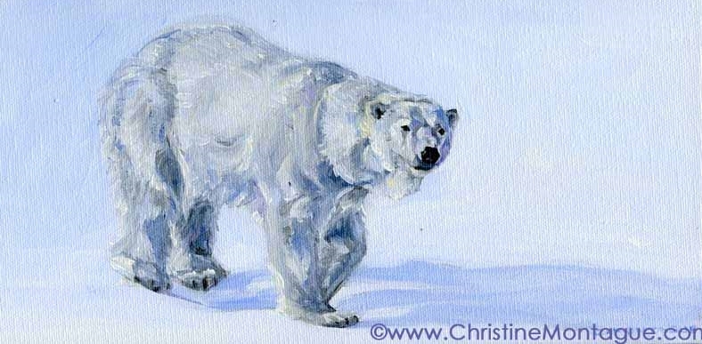 SOLD. Polar Bear OIl Painting: Soft Snow