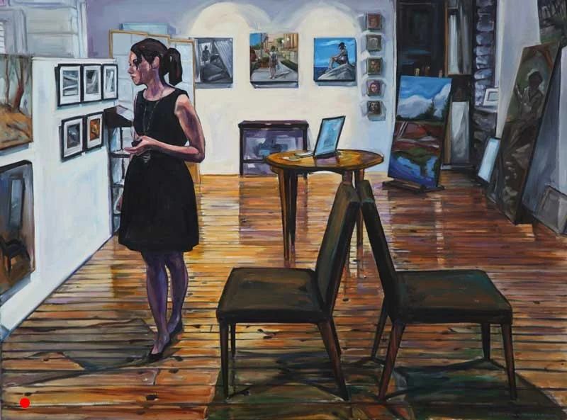 Sold. Little Black Dress, Two Chairs in the Artist's Studio