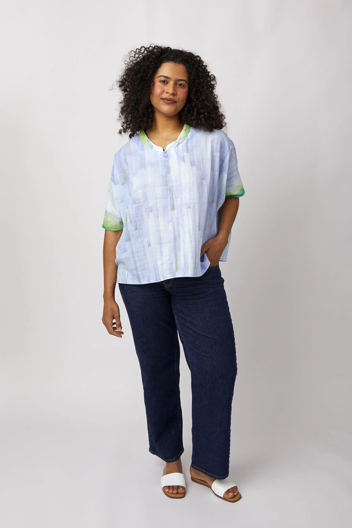 ZW4110 Nani Iro Artist Tunic Shirt with Collar Front 2.jpg