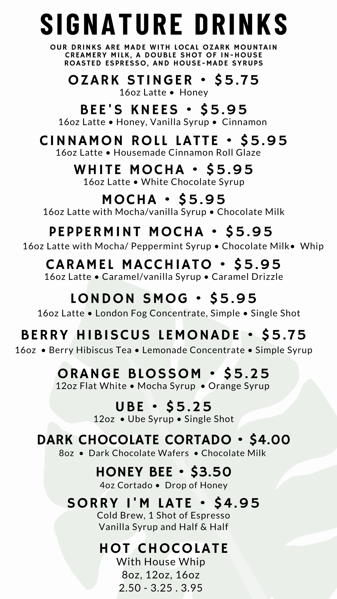 The Coffee Shop Menu — Joplin Greenhouse & The Coffee Shop