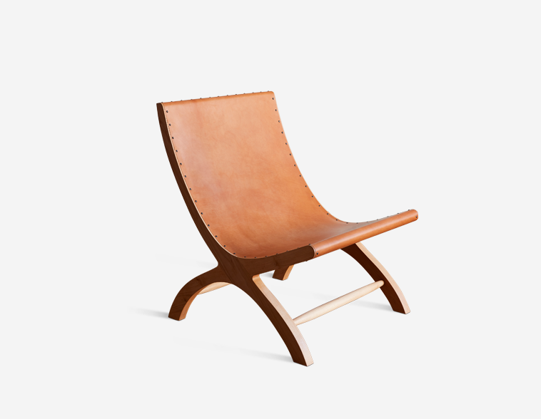 Butaque Chair in Maple and Tan Cowhide