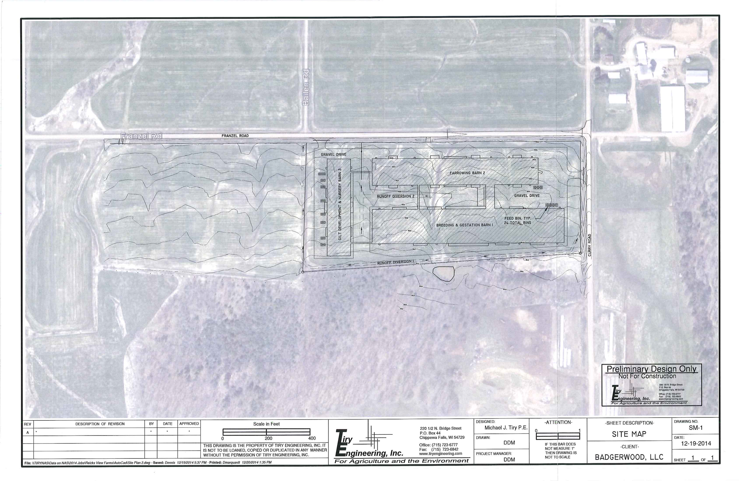 Badgerwood Site Map from Preliminary Application to Wisconsin DNR . Click image to enlarge.