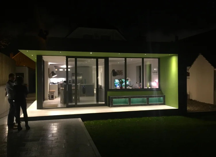 Contemporary extension: Exterior view | Staged Patio complete with BBQ area