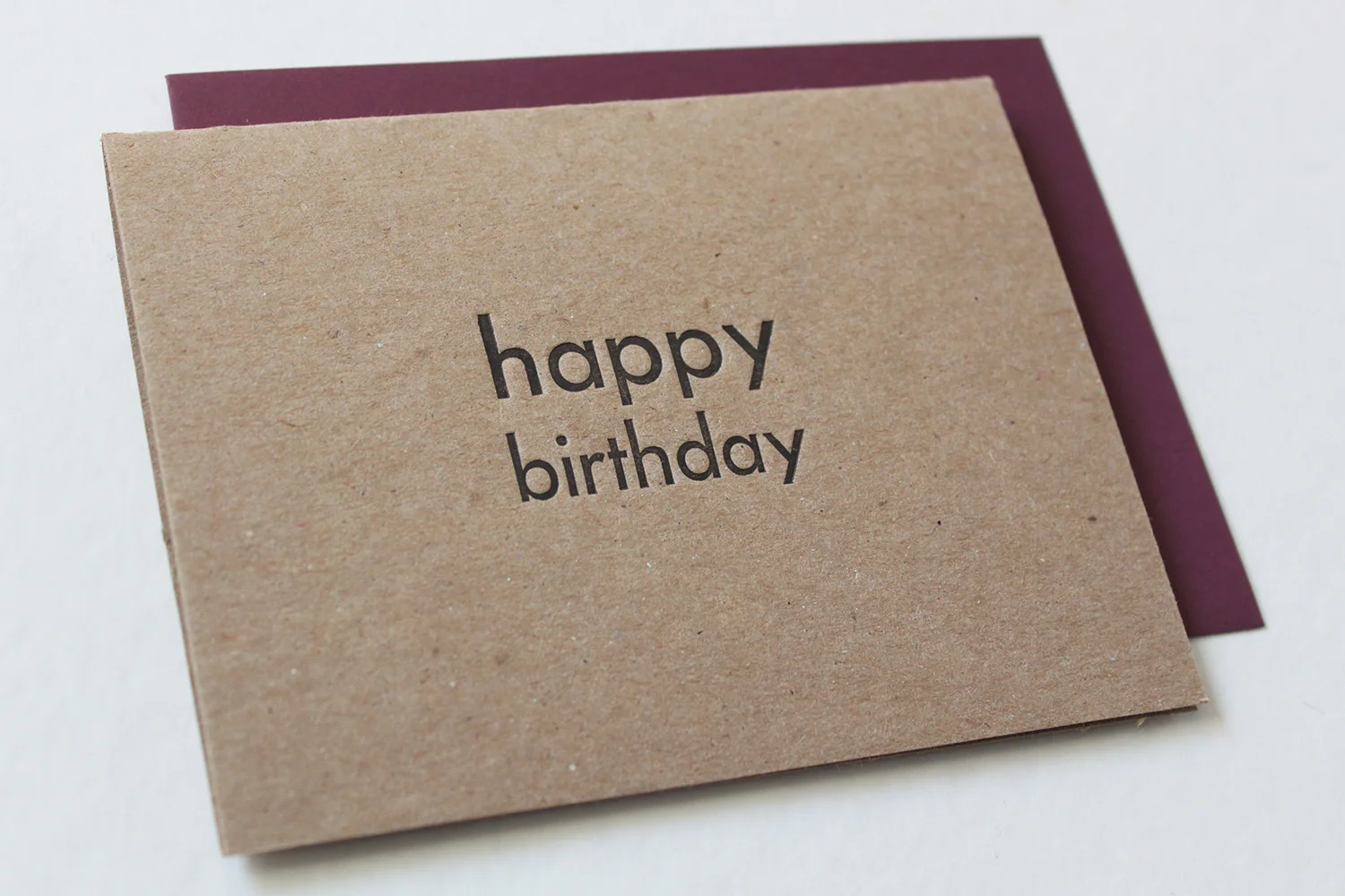 Letterpress Happy Birthday Card on Kraft Paper