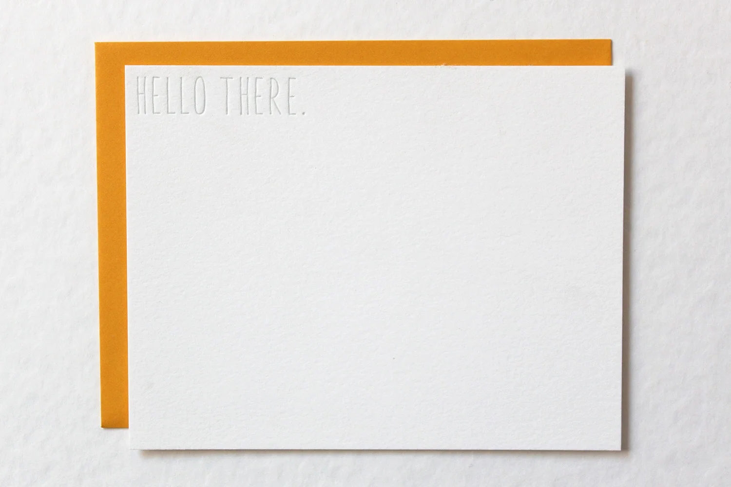 Letterpress flat note stationery. Hello There.