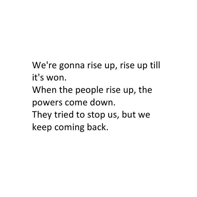 I learned this rally song 3 years ago when attending a SURJ (Standing Up for Racial Justice) meeting. It is a song that grows with you, and provides groundedness, a sense of untity and empowerment. I have sung it to myself many times in the years aft