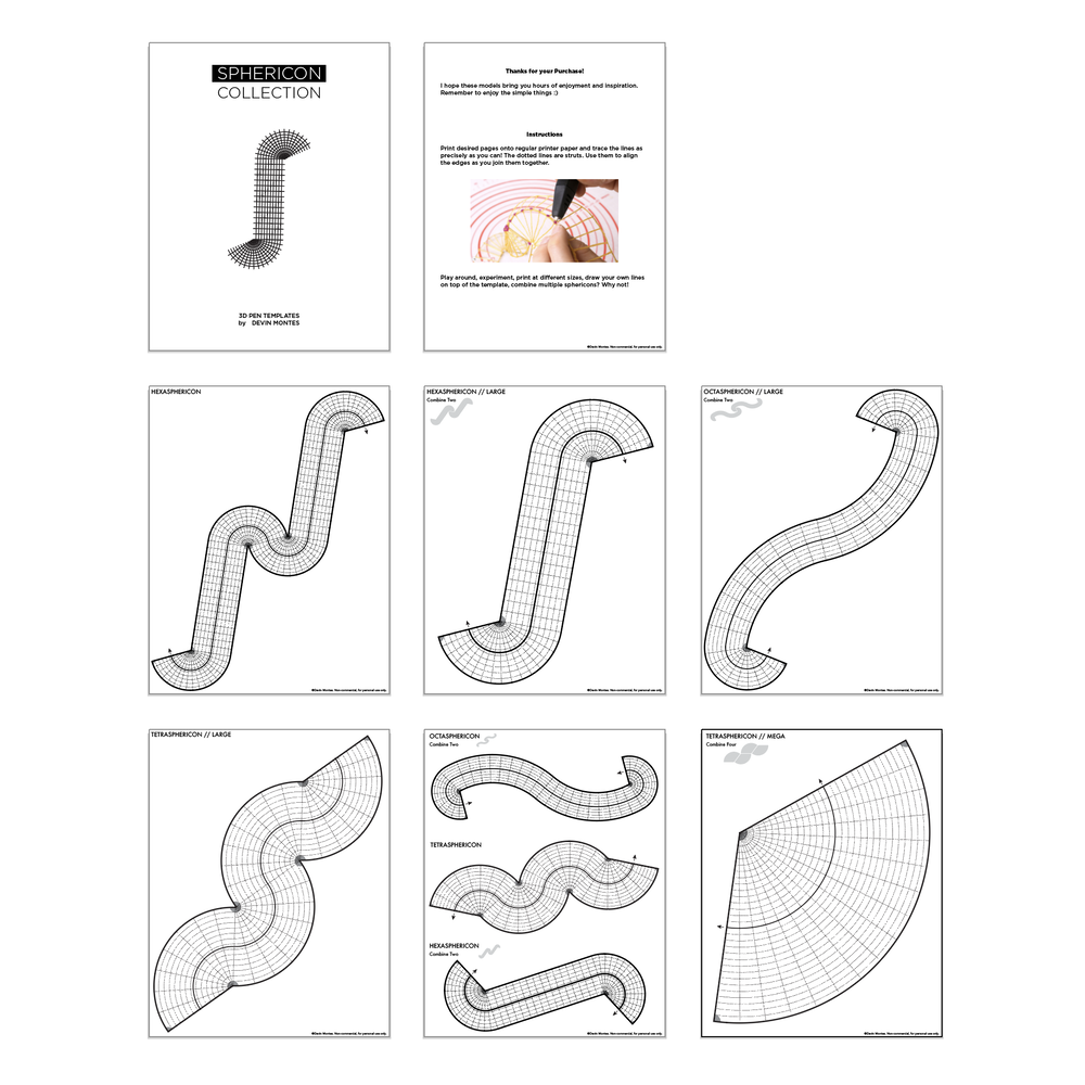 Sphericon Collection 3d Pen Templates Digital Download Make Anything 3d Printing Store