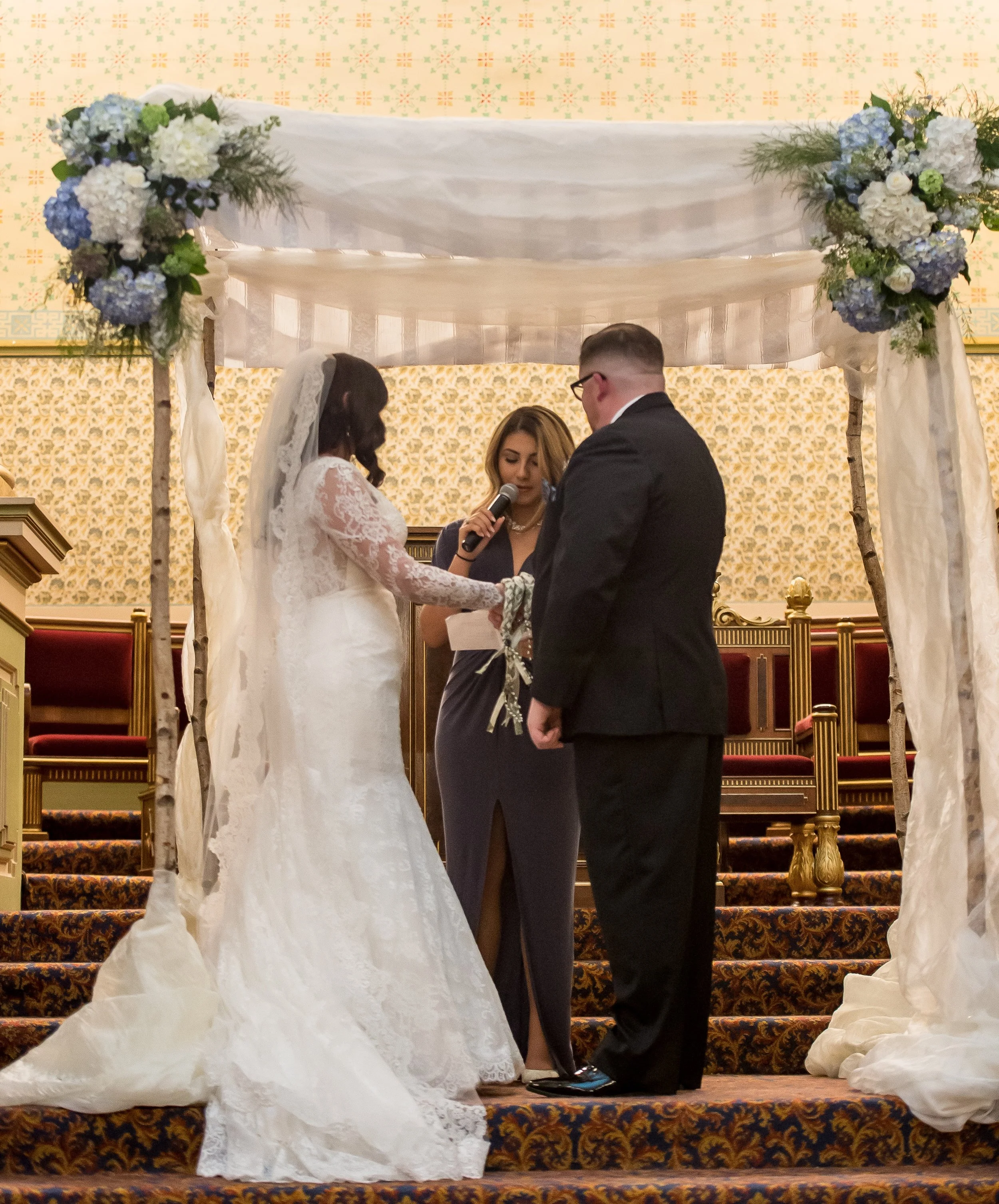 Chuppah - Birch Pole Chuppah with Very Minimal Fabric and Minimal Flowers - (950)