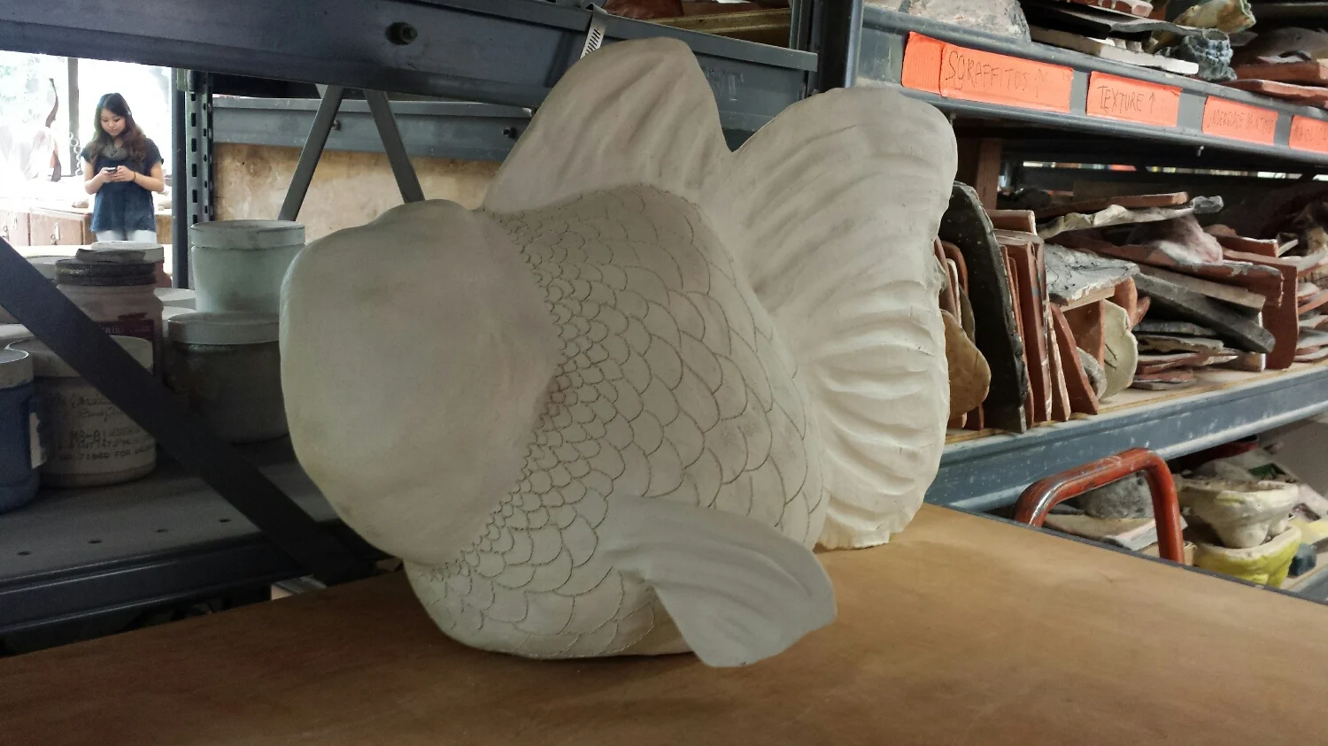 the project I am finishing up right now it's a huge goldfish that will be pained gold. Get it a GOLDfish....haha...The assignment was to create a visual pun... 