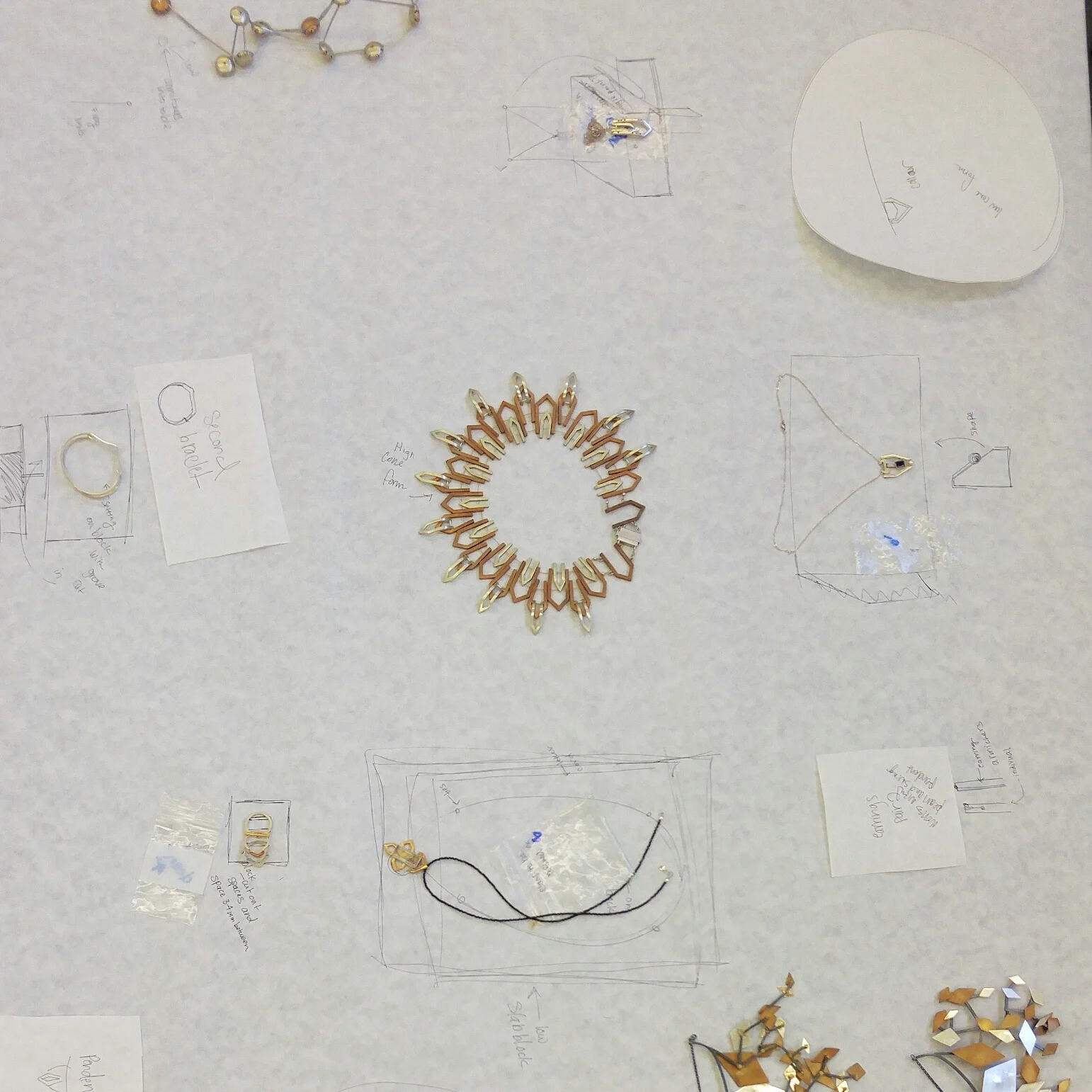 planing out the layout of the table 