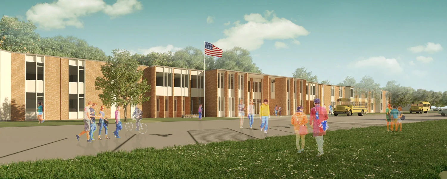 Architect’s rendering of the new Westport grade 5-12 school. Posted Thursday, September 26, 2019 7:18 am