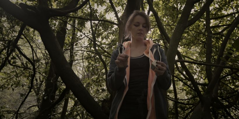 Saoirse (Sue Walsh) tries to escape painful memories in Nicolas Courdouan’s atmospheric horror short Radha .