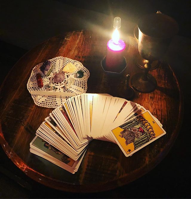 @tcolearys Reading tarot til 9pm! Come get your cards read! &ldquo;It&rsquo;s like therapy but deeper,&rdquo; says the lovely woman who just had her cards read. See you at TC O&rsquo;Leary&rsquo;s Celtic Halloween #Samhain celebration. #halloween #tc