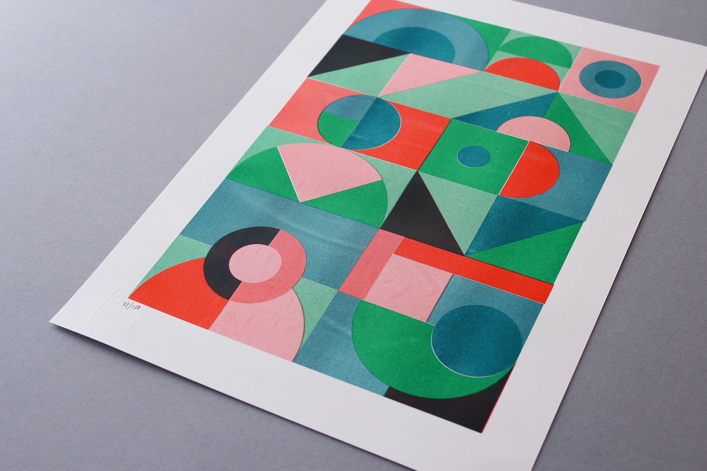 A3 Becca Allen Stack geometric Risograph print