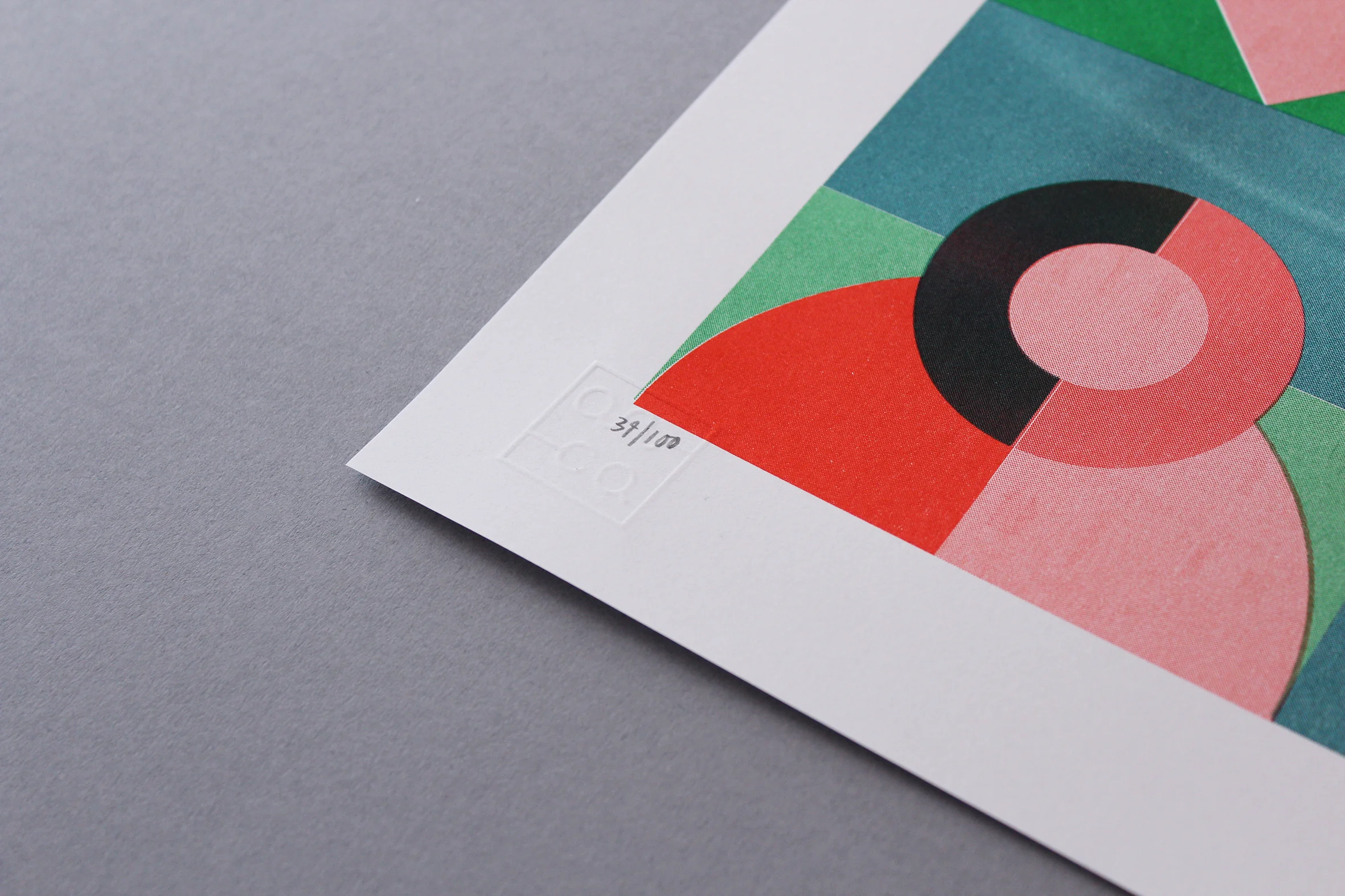 A3 Becca Allen Stack geometric Risograph print