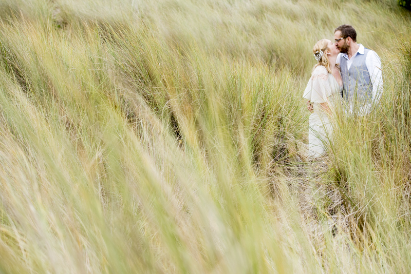 Sennen Cove sand dunes bride and groom