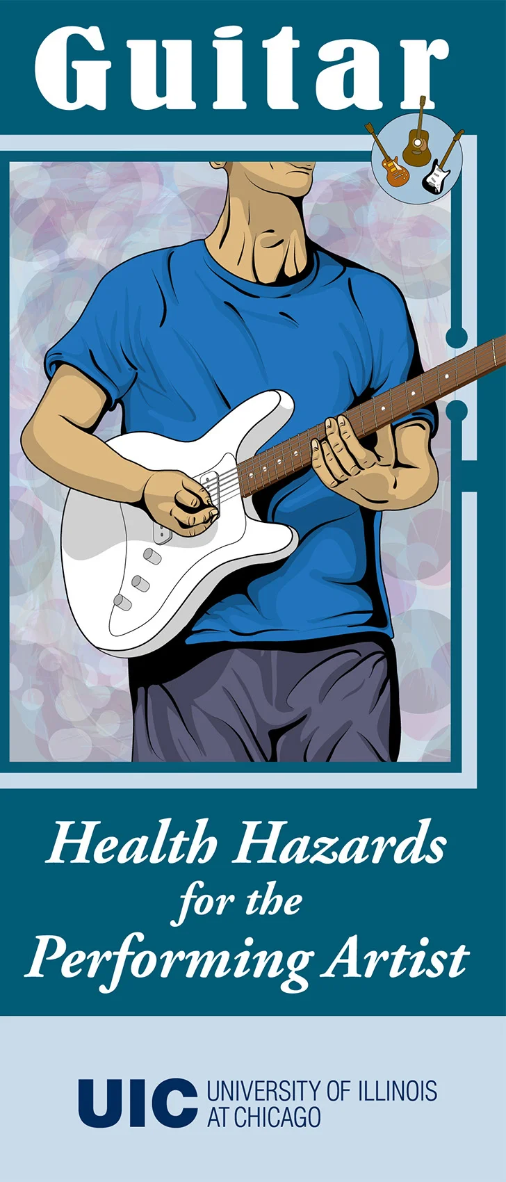 Tri-fold pamphlet - Cover illustration for musicians injuries
