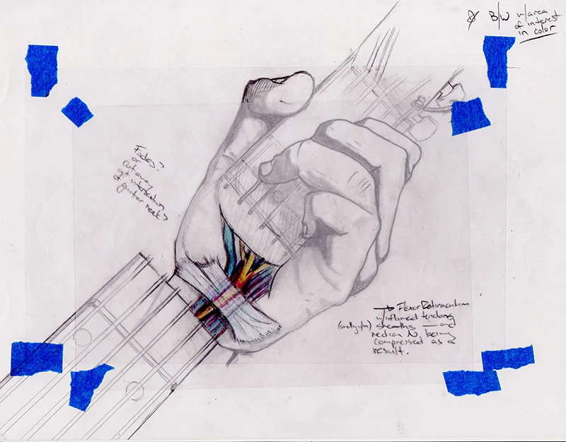 Sketch - Initial sketch for musician injuries tri-fold pamphlet