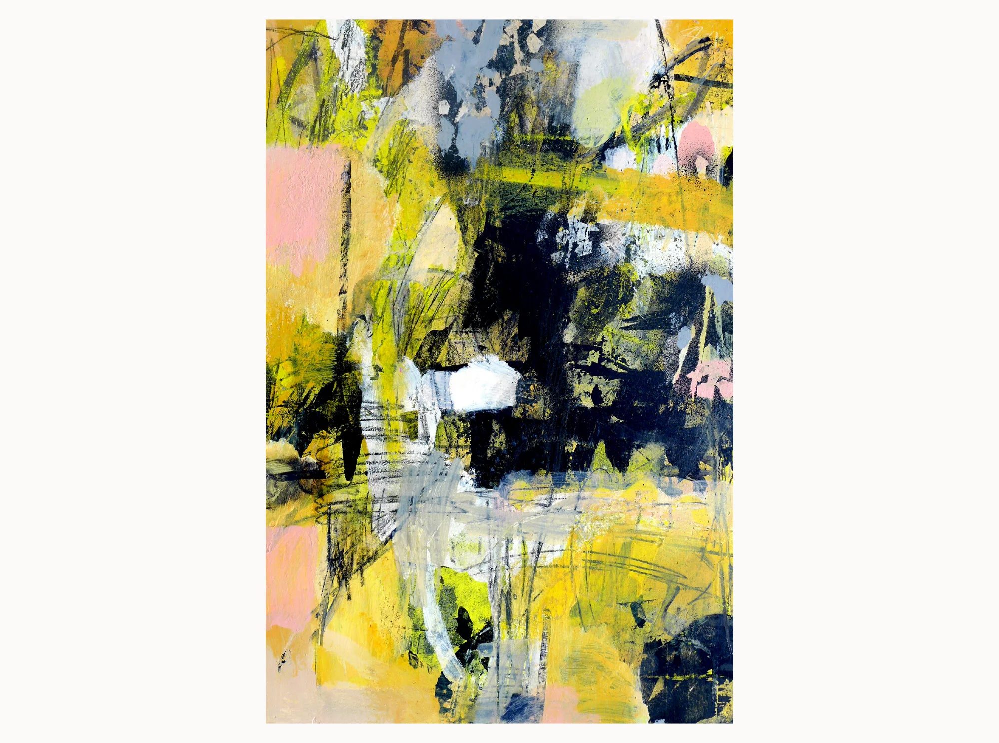 Maybe the flowers will grow here, 2019, acrylic, aerosol, ink, pencil, plywood, 40 x 60 cm