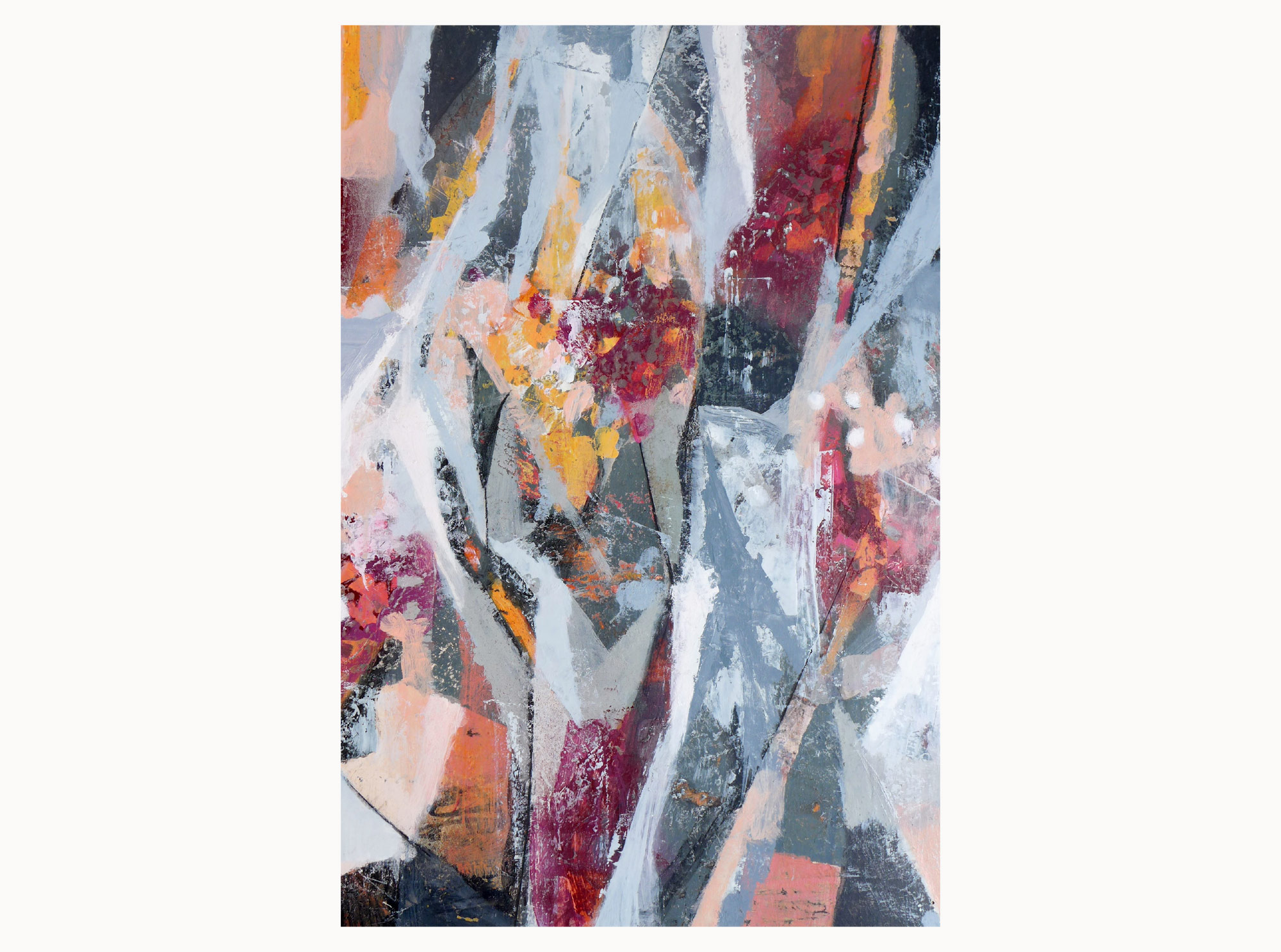 Slow weight, 2019, acrylic, aerosol, pencil, plywood, 40 x 60 cm