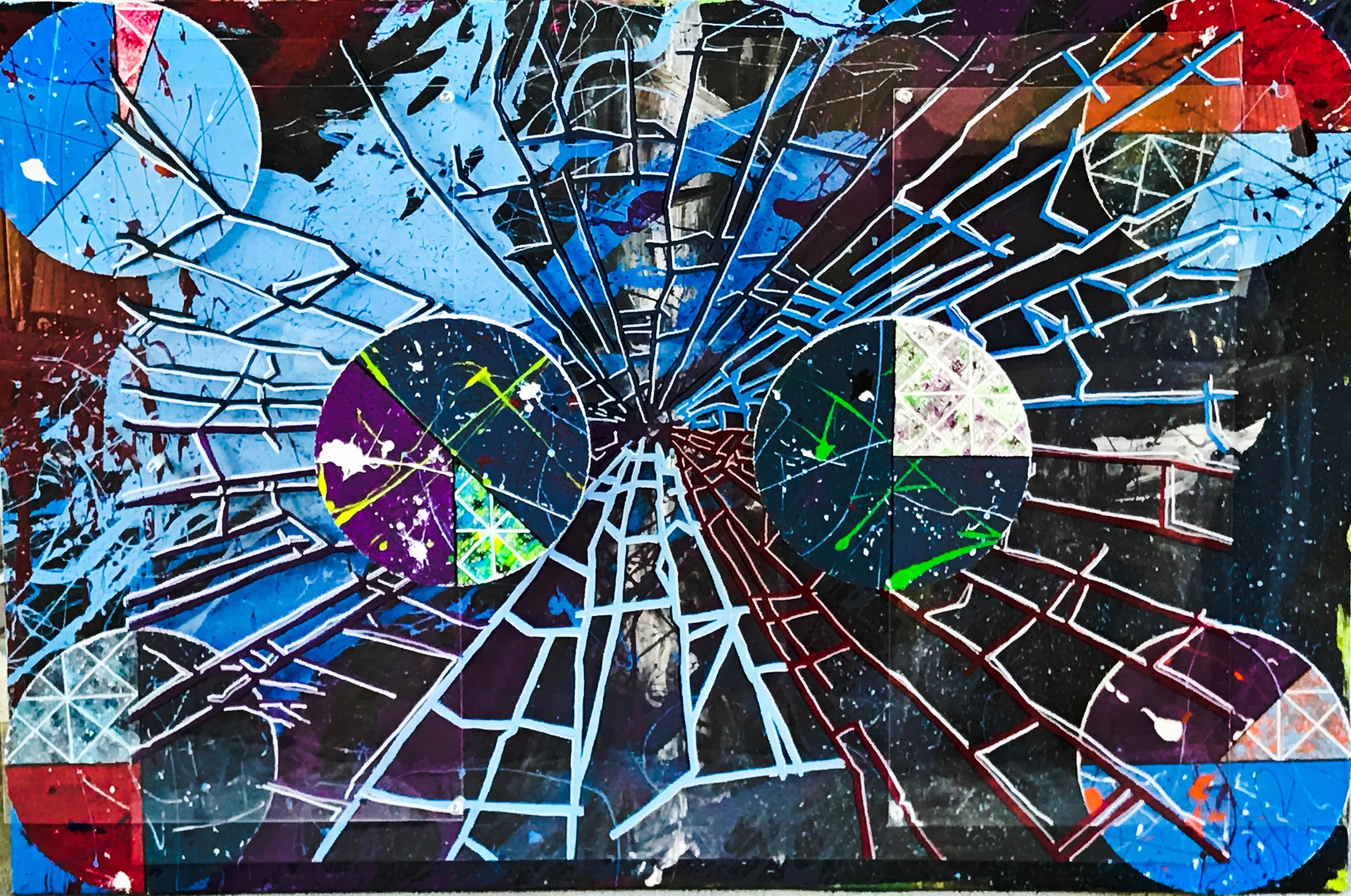 "Resonance Deconstructed" 2017, acrylic on canvas and acrylic sheeting, 40"x60"