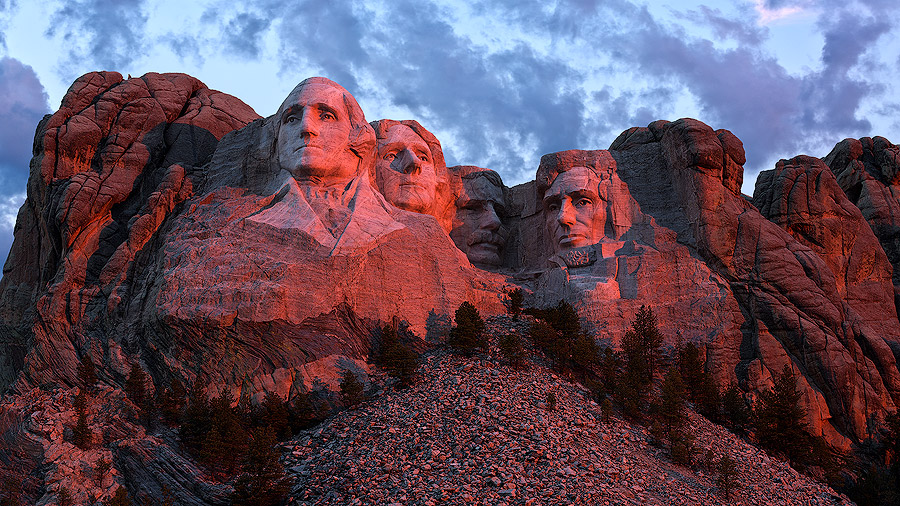 Mount Rushmore at sunrise